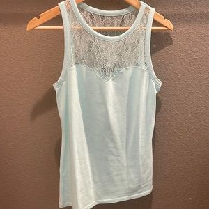 Express teal sleeveless top with lace detail size S